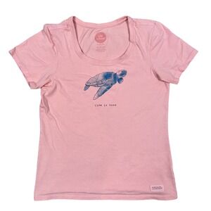 Life is Good T-Shirt Womens XS Pink Crusher Tee Sea Turtle Graphic Short Sleeve